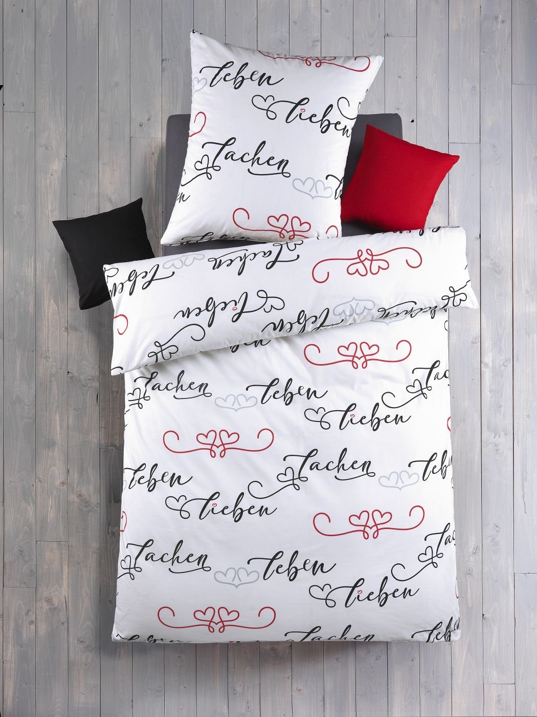 Optidream Bettwäsche Set Renforcé 135x200 Baumwolle Teresa weiß, Renforcé, 2 teilig, Sommer Geschenke Idee Frauen Männer weich sale Reißverschluss Partner