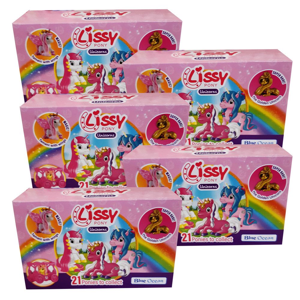 Blue Ocean Sammelkarte Lissy Pony Unicorn Serie 2 Einhorn mit Kutsche Sammelfiguren 5 Stück