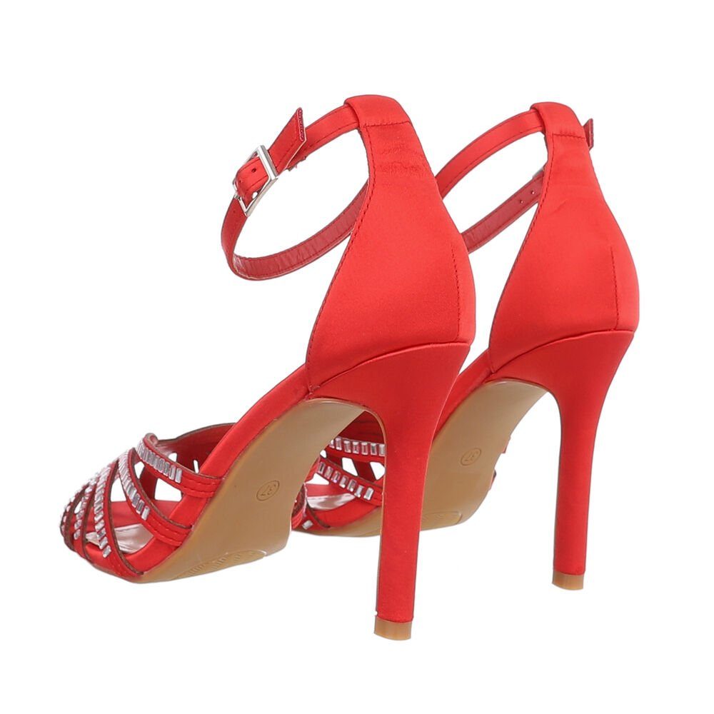 Ital-Design Damen Abendschuhe Party & Clubwear Schnürpumps Pfennig-/Stilettoabsatz Sandalen & Sandaletten in Rot