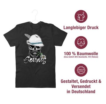 Shirtracer T-Shirt Servus Totenkopf Skull Bayrisch Mode für Oktoberfest Herren