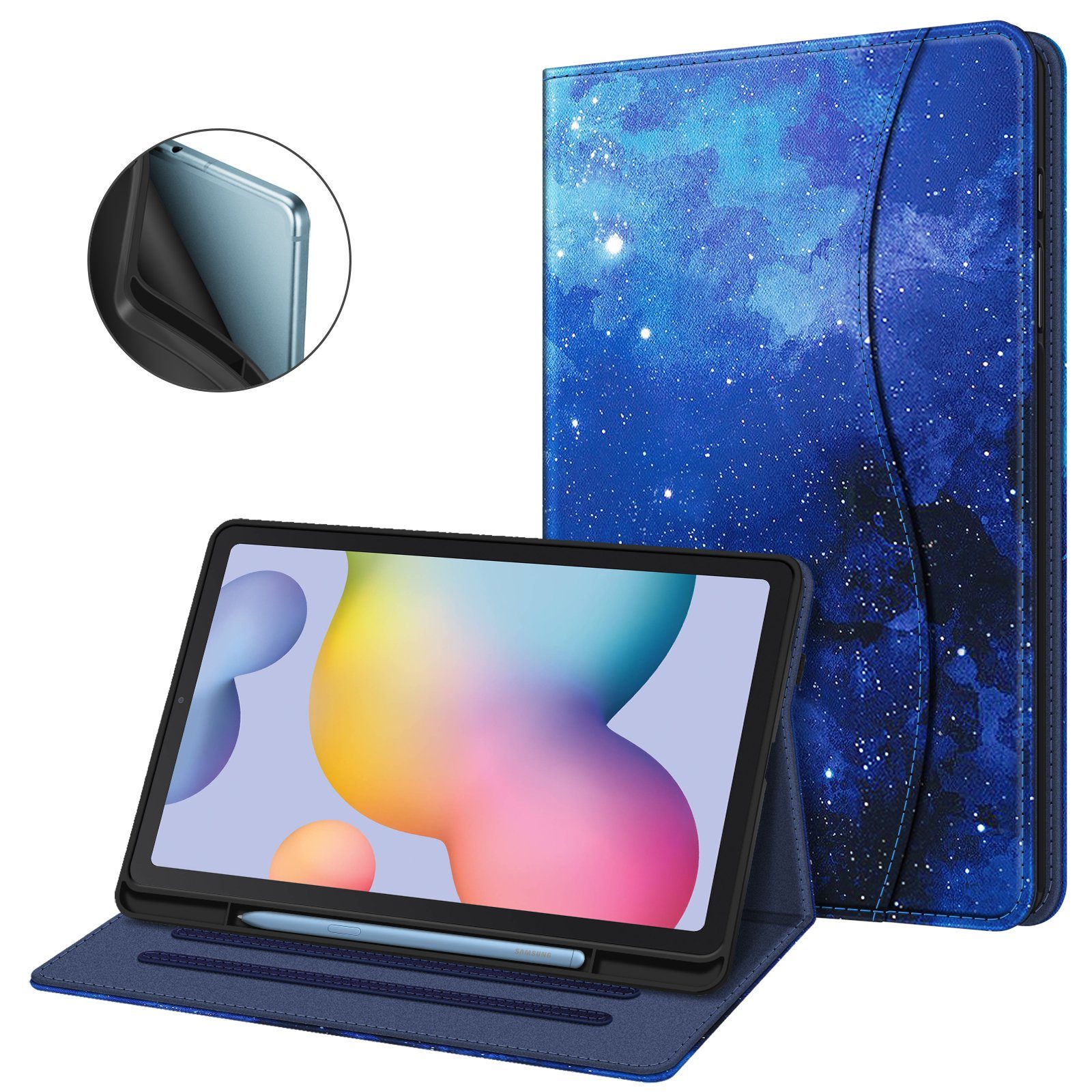 Fintie Tablet-Hülle für Samsung Galaxy Tab S6 Lite 10.4 2024/2022/2020, Soft TPU Rückseite, Schutzhülle mit S Pen Halter und Dokumentschlitze