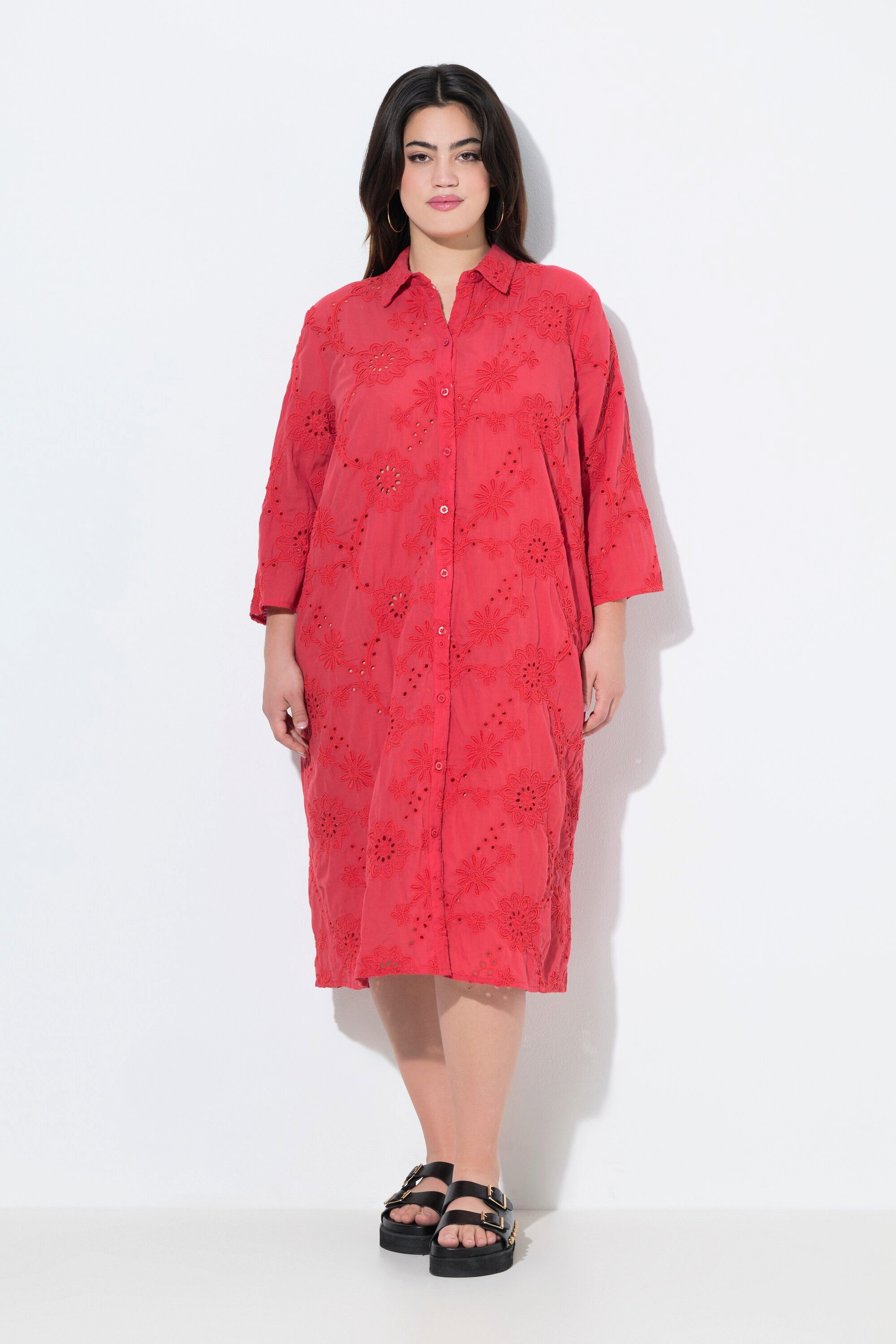 Angel of Style Jerseykleid Hemdblusenkleid A-Linie Lochstickerei günstig online kaufen