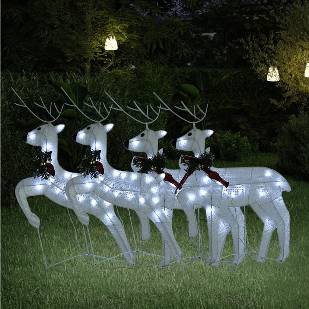 vidaXL Weihnachtsfigur LED-Rentiere 4 Stk. Weiß 80 LEDs (4 St) – Bild 2 von 5
