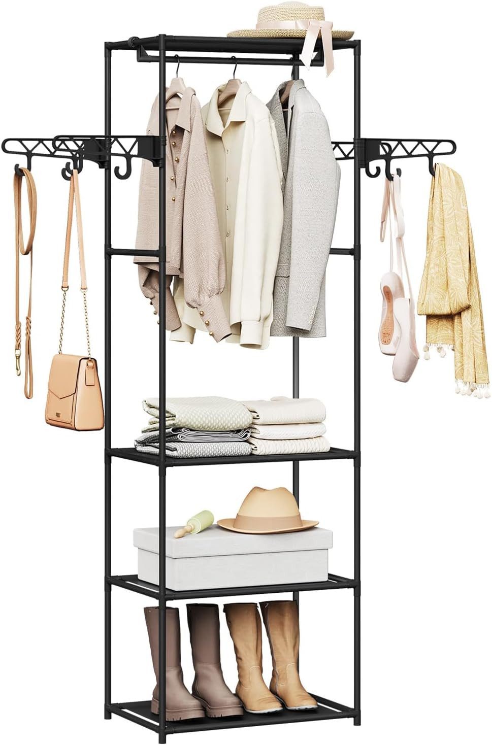 Woltu Kleiderständer, Garderobe offen, mit Kleiderstange Ablagen Haken, fre günstig online kaufen