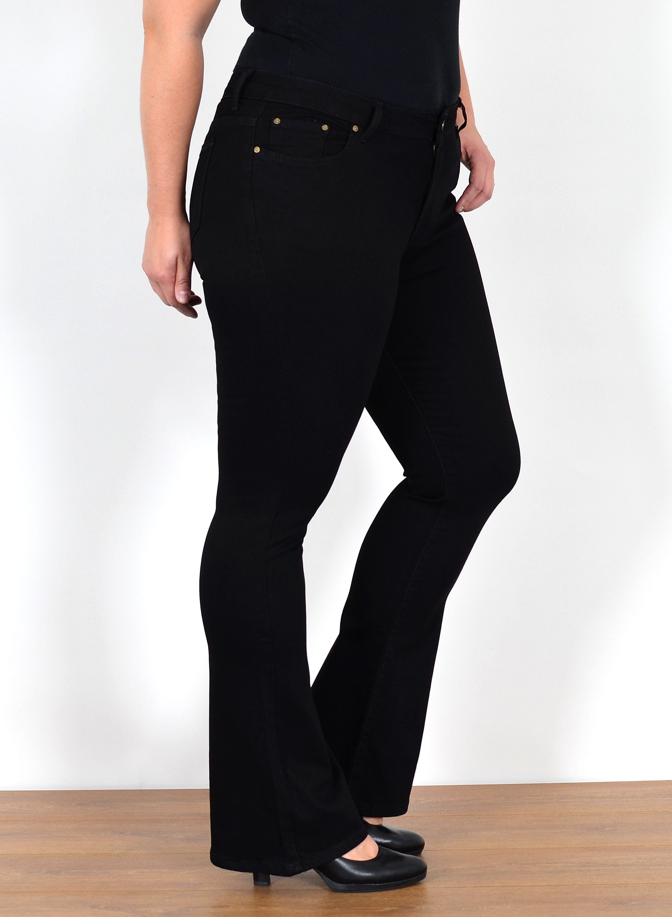 ESRA Bootcut-Jeans Bootcut Jeans Damen High Waist Schlaghose Damen Jeans Flared Hose High Waist Jeans Damen Bootcut Schlaghose Jeans weites Bein Plus Size