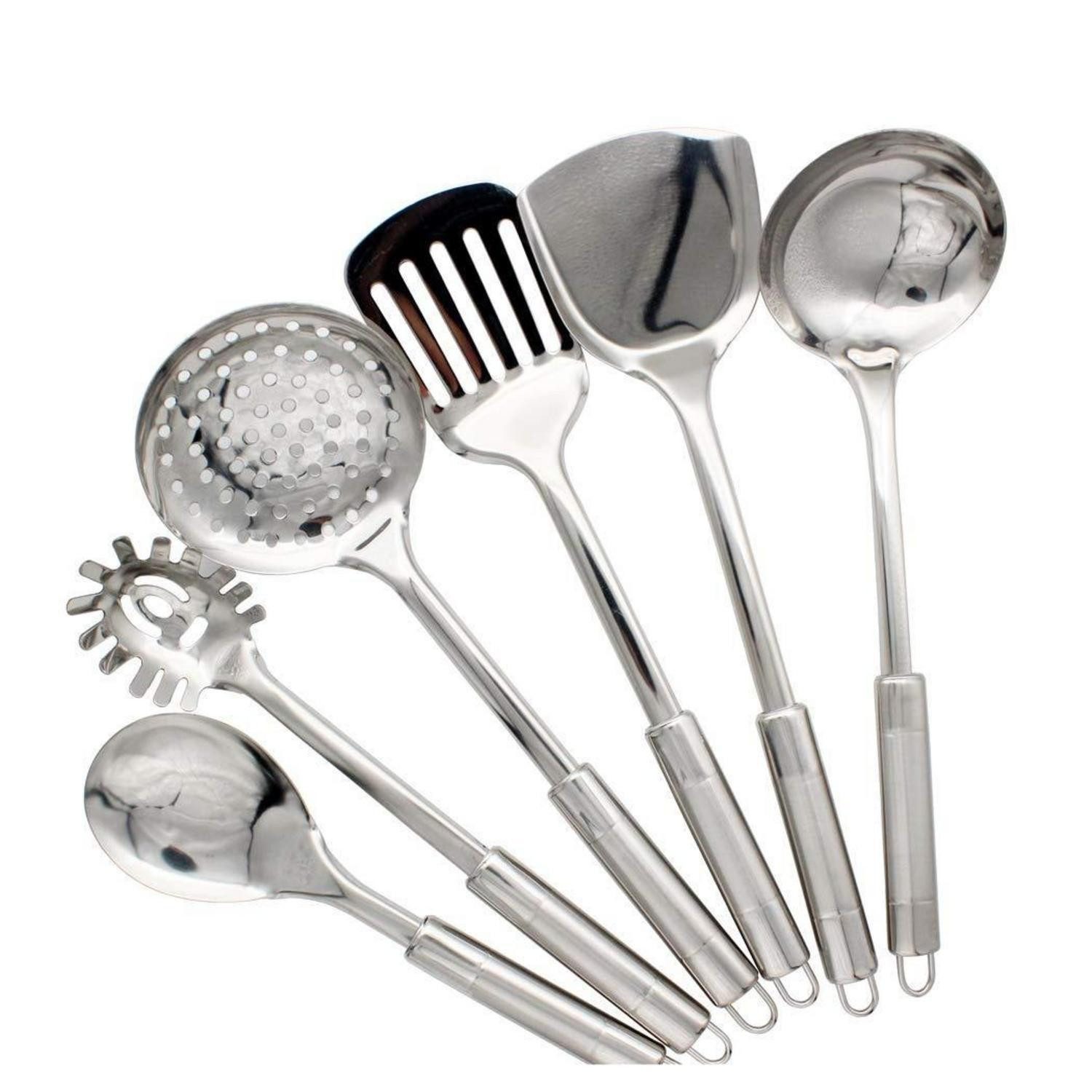 LuxusKollektion Kochlöffel Küchenutensilien-Set 6-tlg. Edelstahl