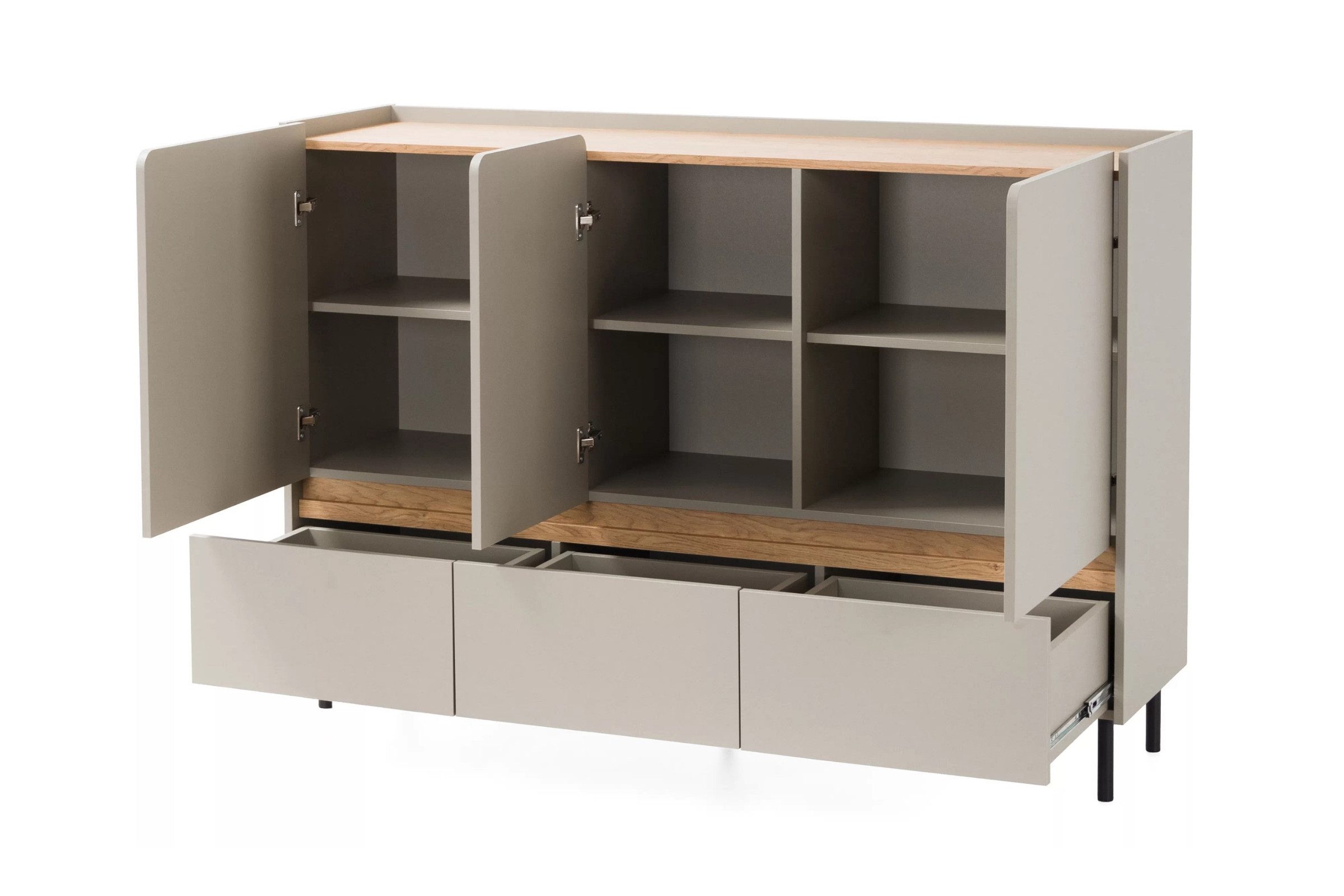 Deine Möbel 24 Kommode LIBU 07 Sideboard 150 cm breit (Set, 3 St., Kinderzimmer Jugendzimmer Schlafzimmer Wohnzimmer), LIBU-Kollektion Beige Eukalyptus Eiche