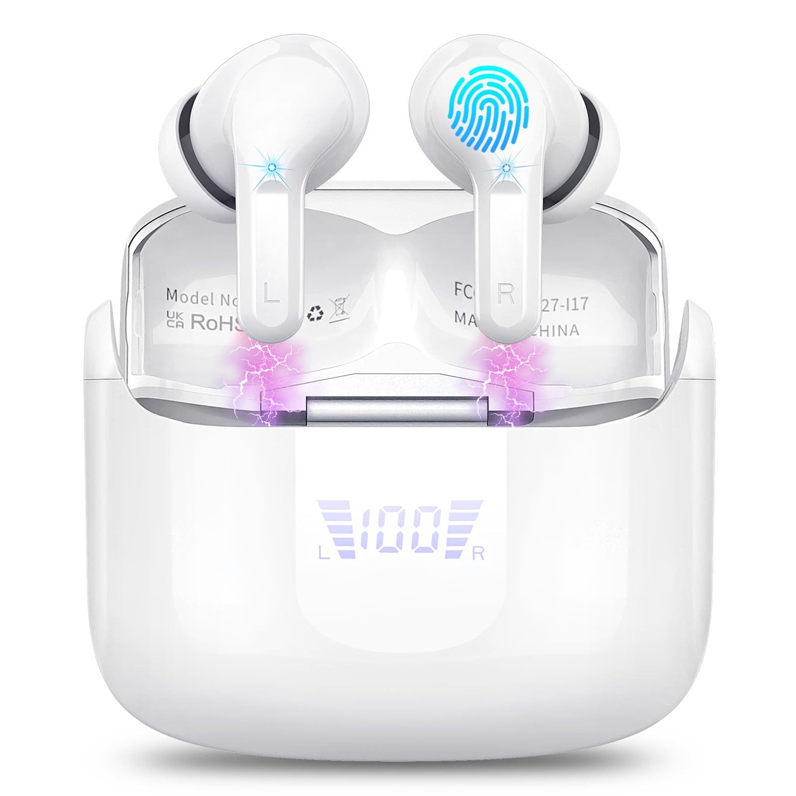 Forrlite In Ear Kopfhörer,Bluetooth Kopfhörer,2026 Kopfhörer Kabellos In-Ear-Kopfhörer (4 ENC Noise Cancelling Mics, IP-X7 Wasserdicht Headphones Sport, 3g USB-C in Ear Ohrhörer, Bluetooth 5.4,48 Std Hi-Fi Stereo Tiefer Bass Wireless Earbuds)