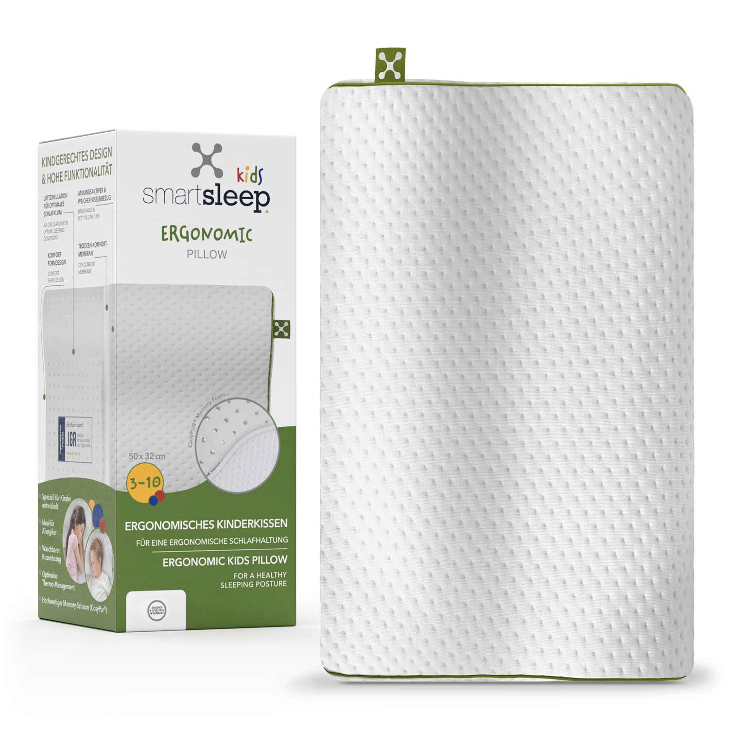 smartsleep Kopfkissen Kinderkissen, Nackenstützkissen, Ergonomisches KIDS ERGONOMIC PILLOW