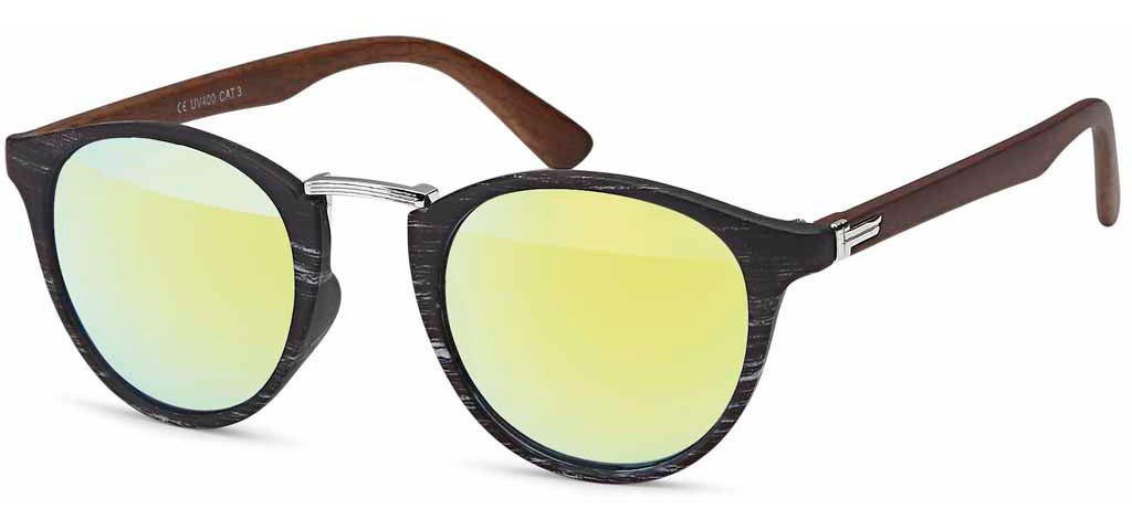 (1-St) Glas Schwarz-Silber verspiegelt Gestell Verspiegelt styleBREAKER Sonnenbrille / Gelb