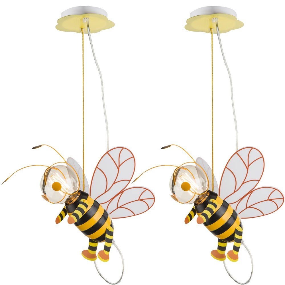 LED inklusive, 2er Set Honig Bienen Set Pendel Leuchten etc-shop Flügel Hänge Pendelleuchte, Warmweiß, im Lampen Leuchtmittel