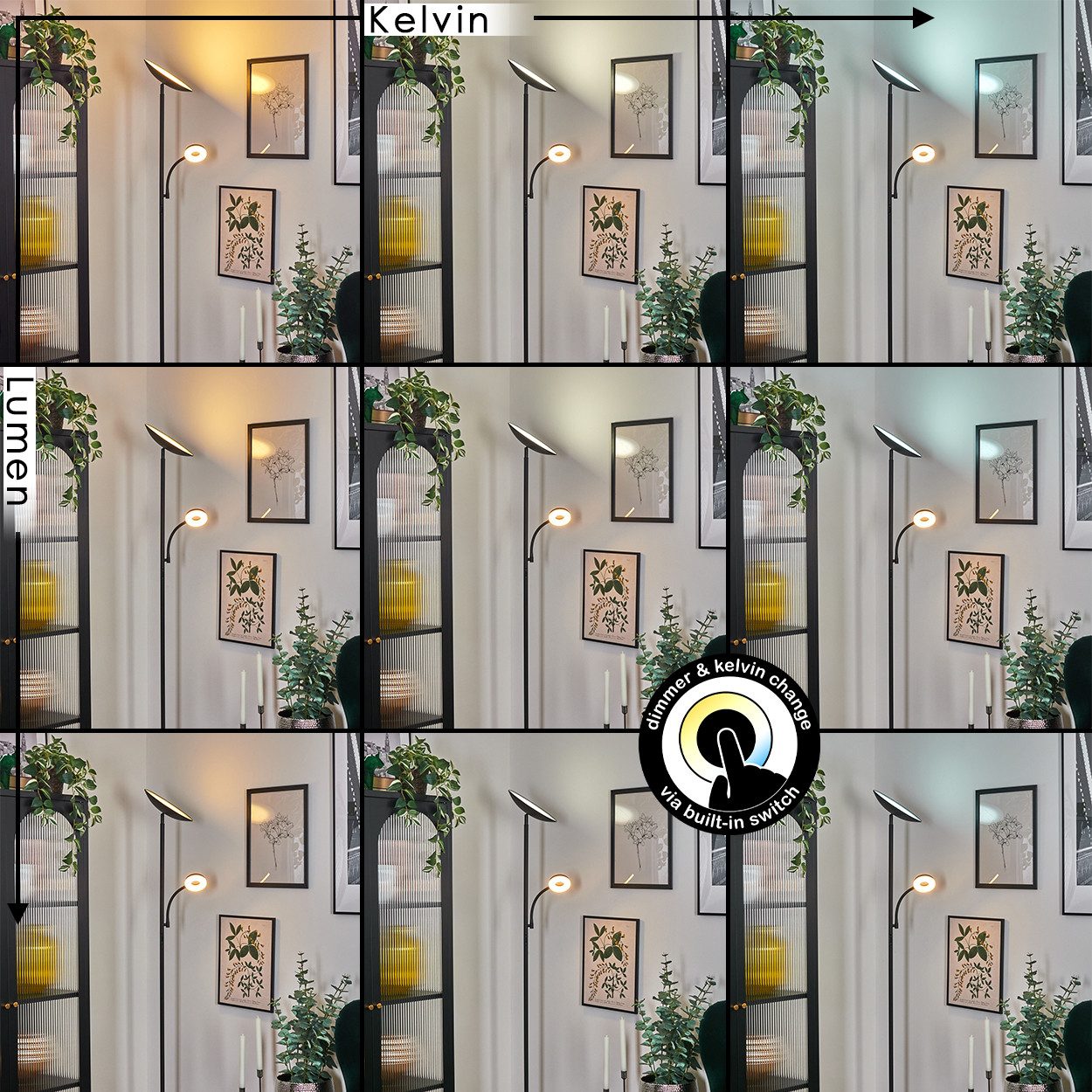 hofstein Stehlampe dimmbare Stehlampe aus Metall/Kunststoff in Schwarz/Weiß günstig online kaufen