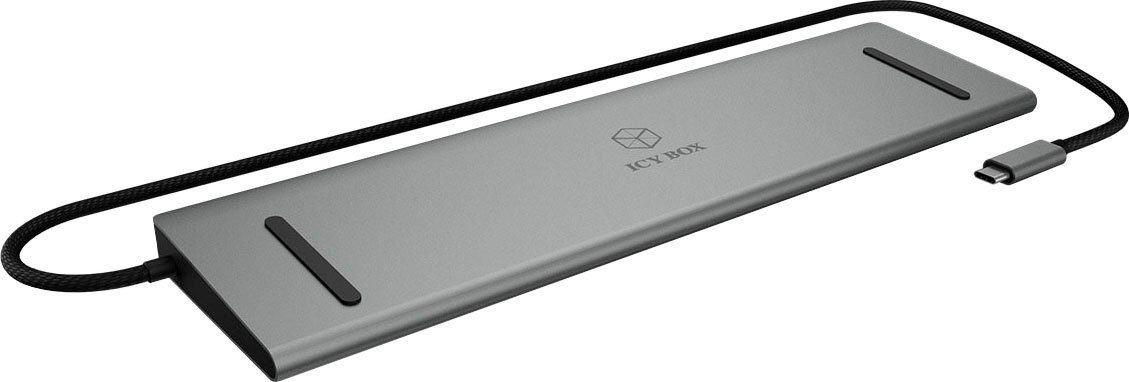 ICY BOX Laptop-Dockingstation ICY BOX USB Type-C Notebook DockingStation  mit dreifacher Videoausgabe, Versorgt Ihr Notebook mit bis zu bis zu 100 W  über den USB Type-C™ Anschluss