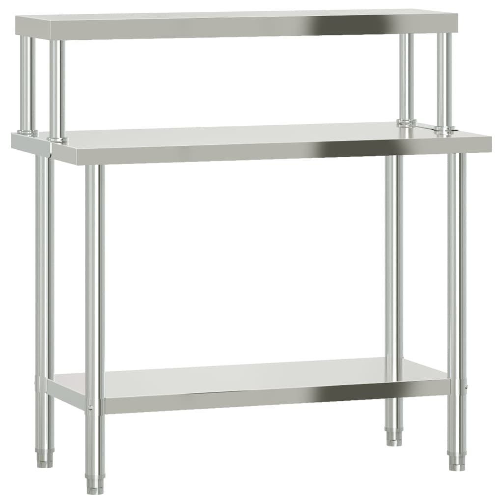 Artikel klicken und genauer betrachten! - Küchen-Arbeitstisch mit Aufsatzboard 110x55x120 cm EdelstahlDieser Küchentisch eignet sich perfekt für die Zubereitung und Lagerung von Lebensmitteln und lässt sich in Küchen, Bars, Restaurants, Schulen sowie anderen gewerblichen Einrichtungen einsetzen. Langlebige und stabile Konstruktion: Der Arbeitstisch ist aus Edelstahl gefertigt, der korrosions- sowie rostbeständig ist, und ist dadurch auf eine jahrelange Lebensdauer ausgelegt. | im Online Shop kaufen