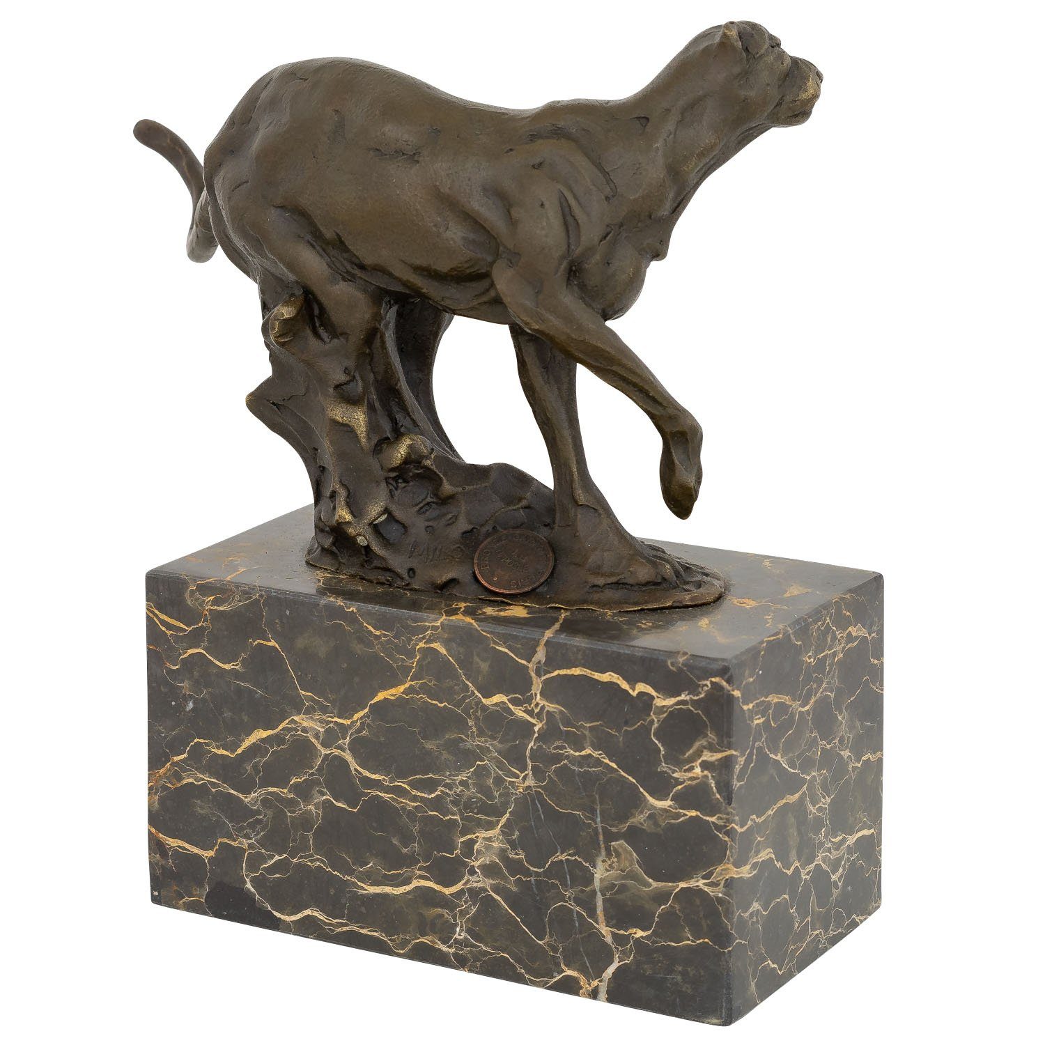 Skulptur Figur Puma Aubaho 20cm Antik-Stil im Bronzeskulptur Raubkatze Bronze