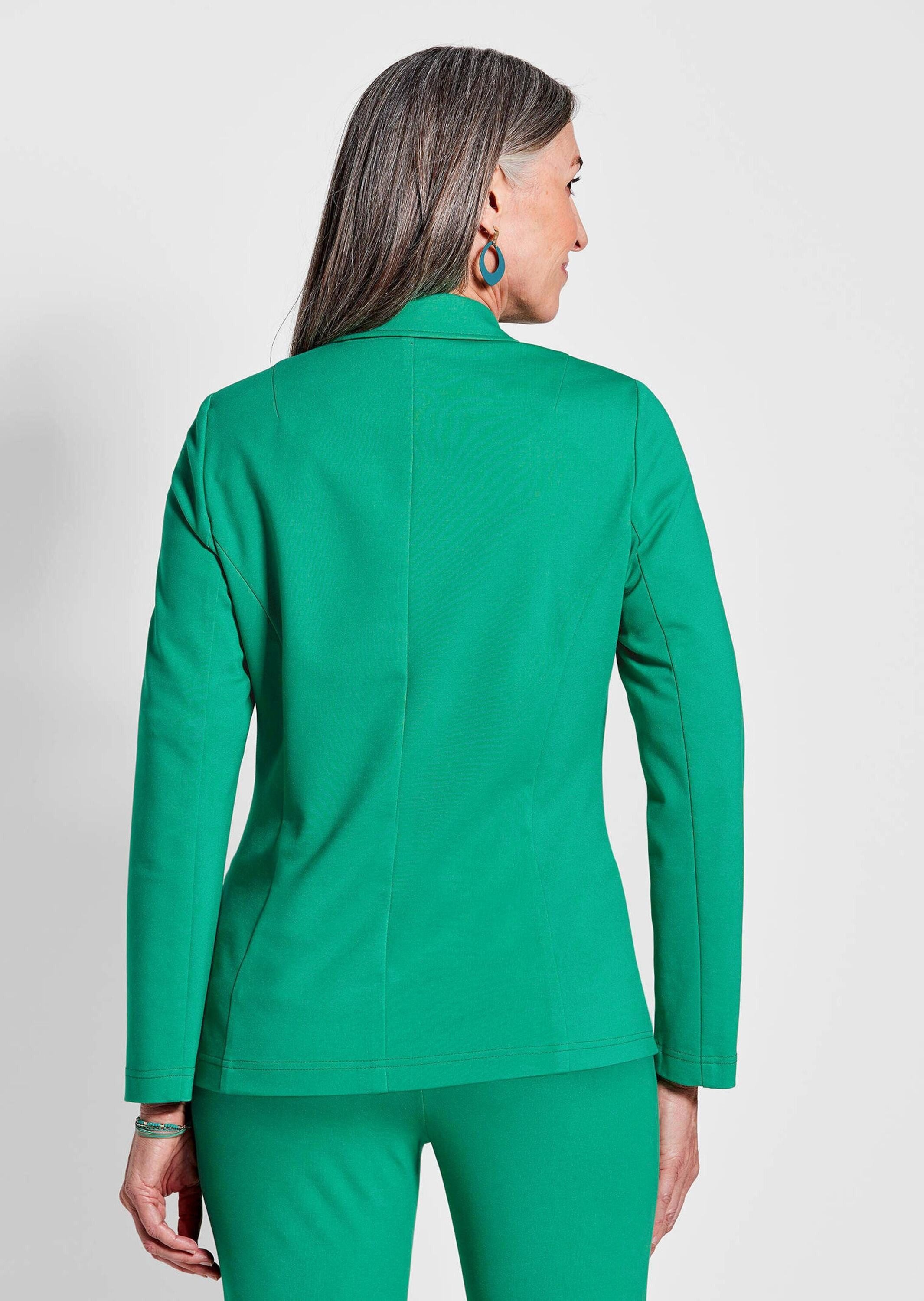 GOLDNER Outdoorjacke Kurzgröße: Damen elegante Jacke aus Stretchjersey Bequemer Jerseyblazer mit figurnaher Passform