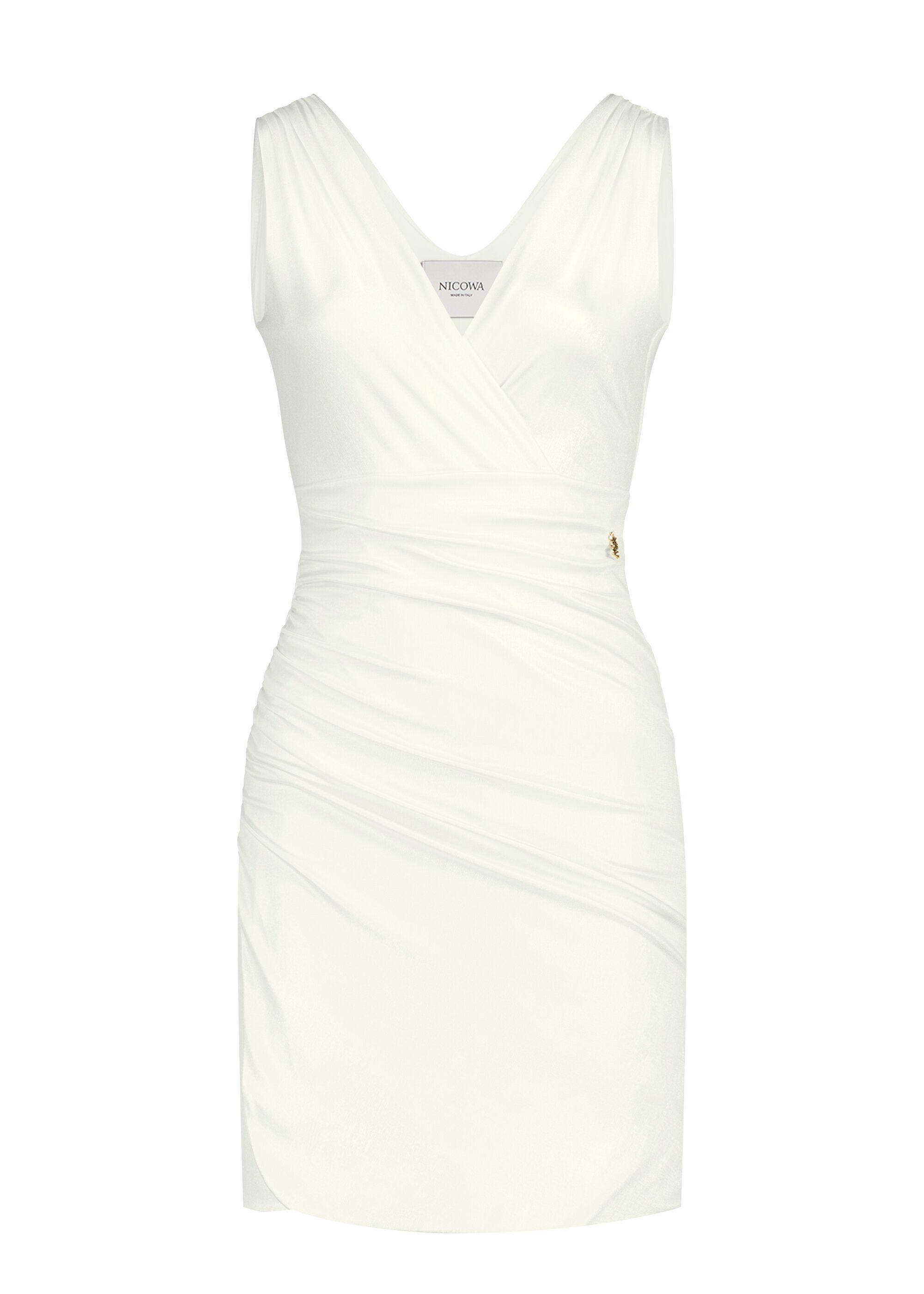 Nicowa Jerseykleid MICARO (1-tlg) mit Drapierung und doppeltem V-Ausschnitt günstig online kaufen