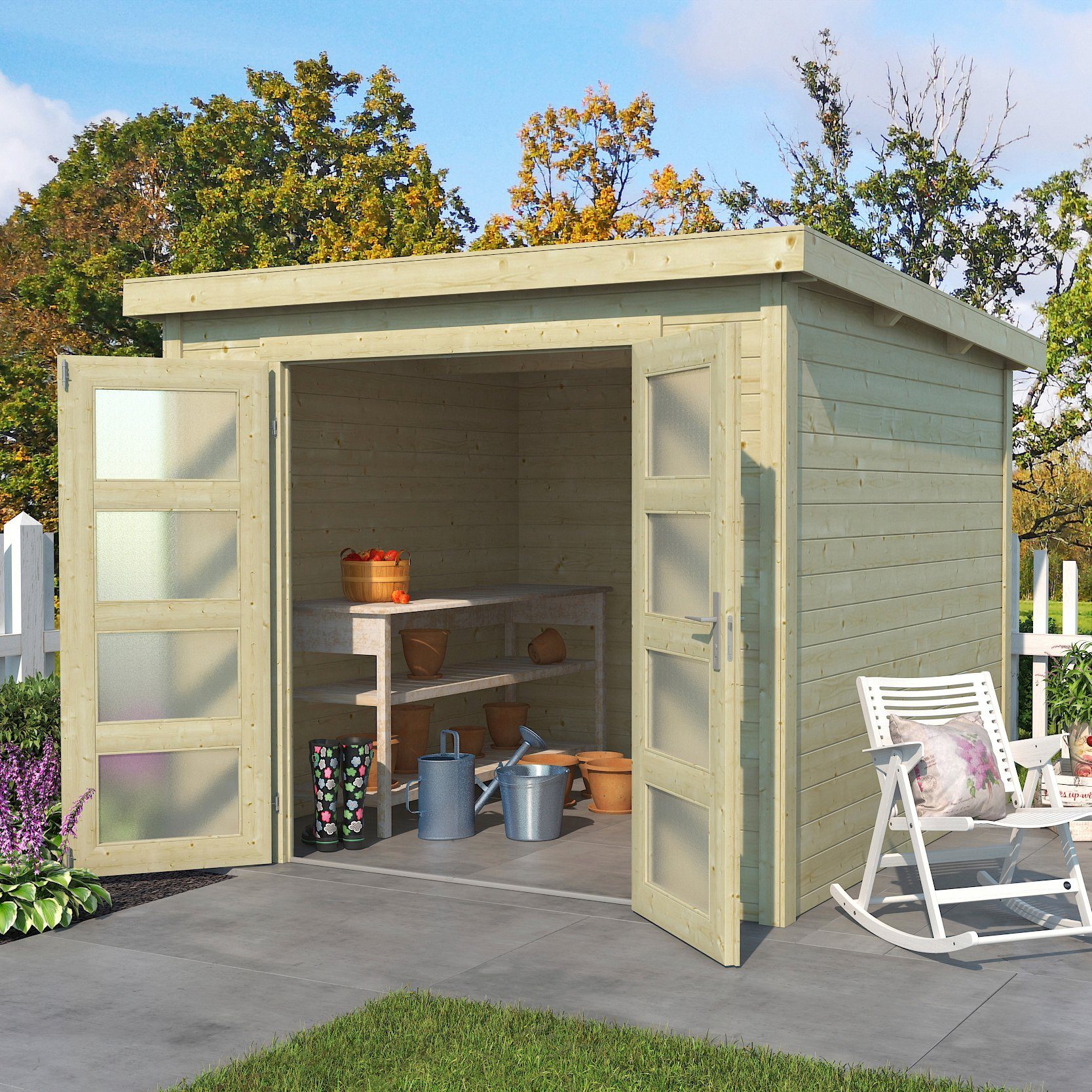 LASITA MAJA Gartenhaus Zambezi 3, BxT: 270x225 cm, Blockbohlenhaus 28mm