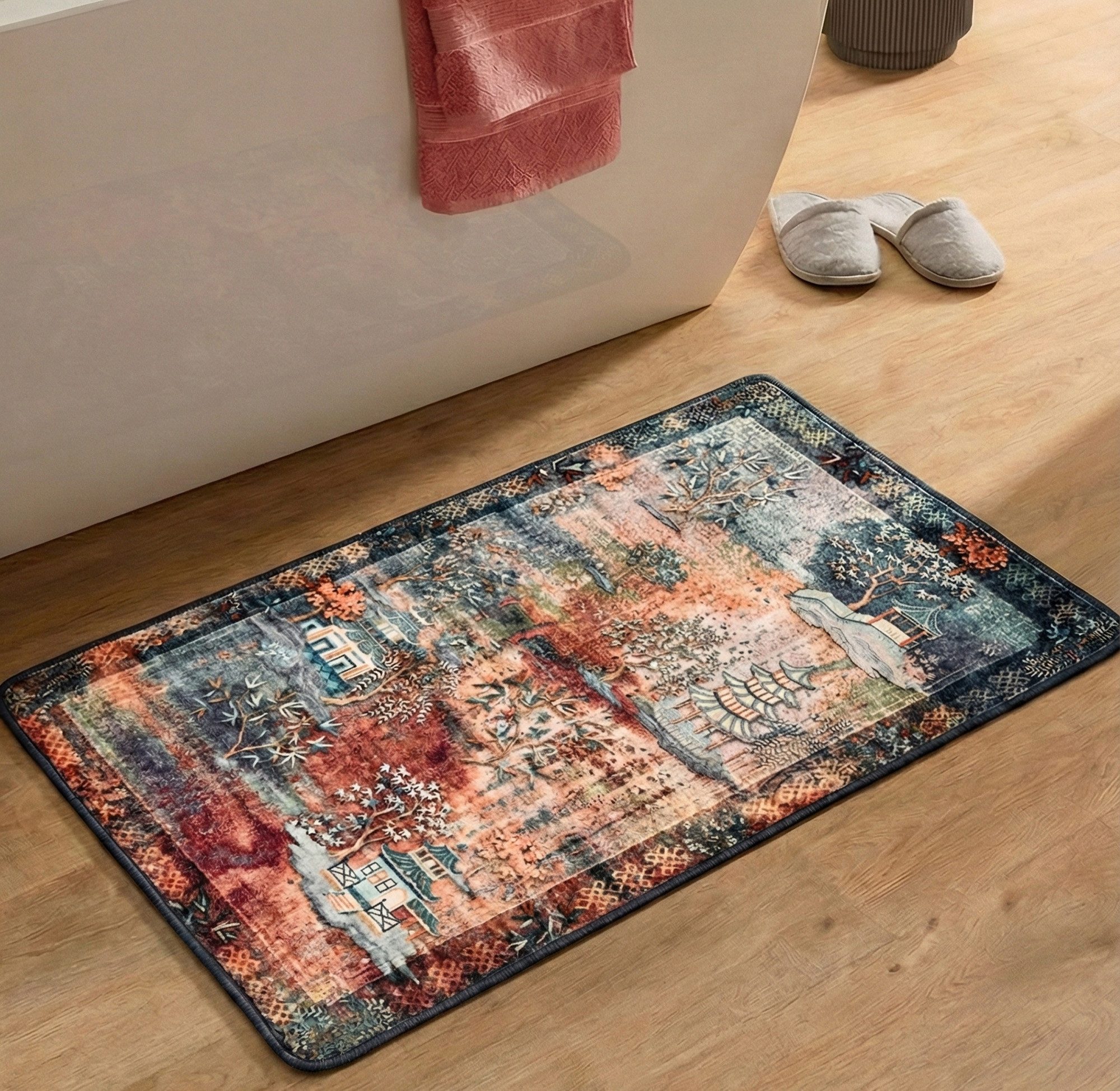 Gino Falcone Badematte Aquata GF-163, Badvorleger, Badezimmer Teppich, Höhe 5 mm, rutschhemmend beschichtet, fußbodenheizungsgeeignet, Kunstfaser, rechteckig, Badteppich, bedruckt, rechteckig