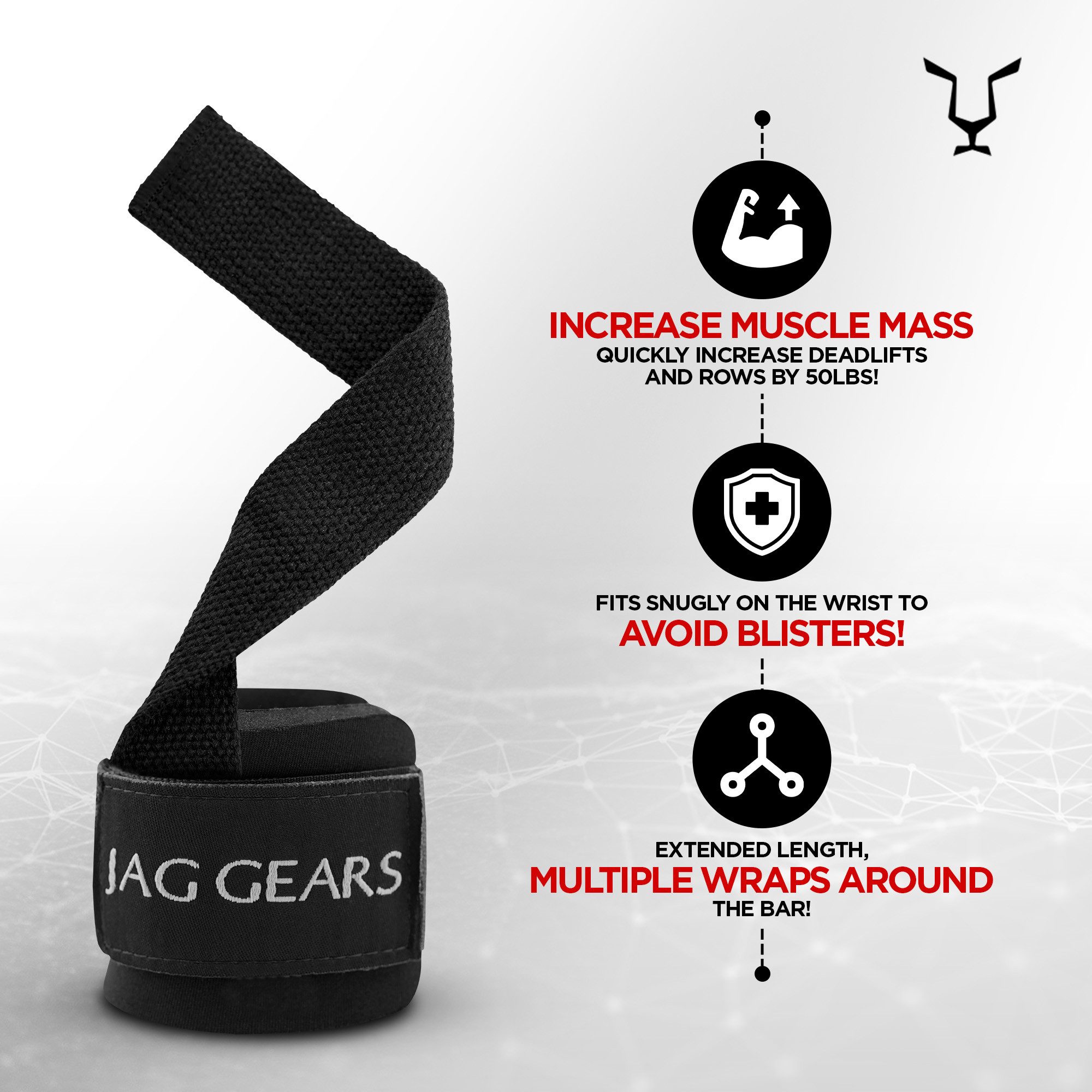 JAG GEARS Handgelenkschutz Strength training strap powerlifting strap hooks for men and women (pair, Lieferung mit 1 Paar), Krafttraining Powerlifting Gewichtheben Kreuzheben Fitnesstraining
