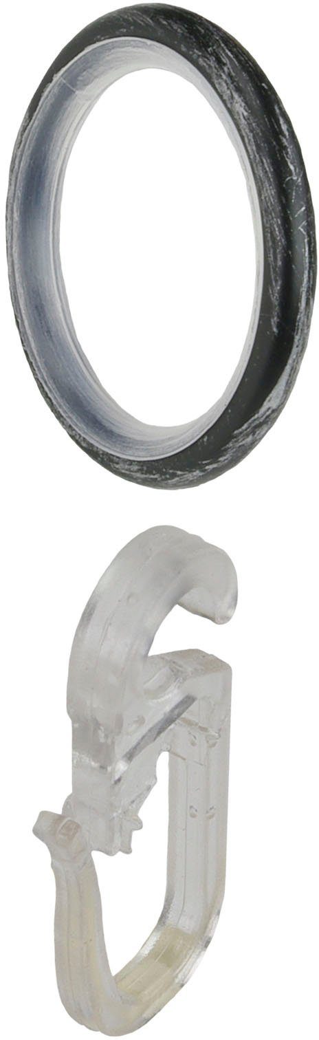 Gardinenring Gardinenring, Stilring, Ringe für Gardinenrohre 16 mm "Esperanca", Liedeco, Gardinenstangen, (10-St), Gardinenring mit Faltenlegehaken