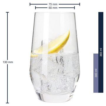 LEONARDO Longdrinkglas Trinkglas 6er-Set 365 ml PUCCINI, Glas, Wasserglas Saftglas