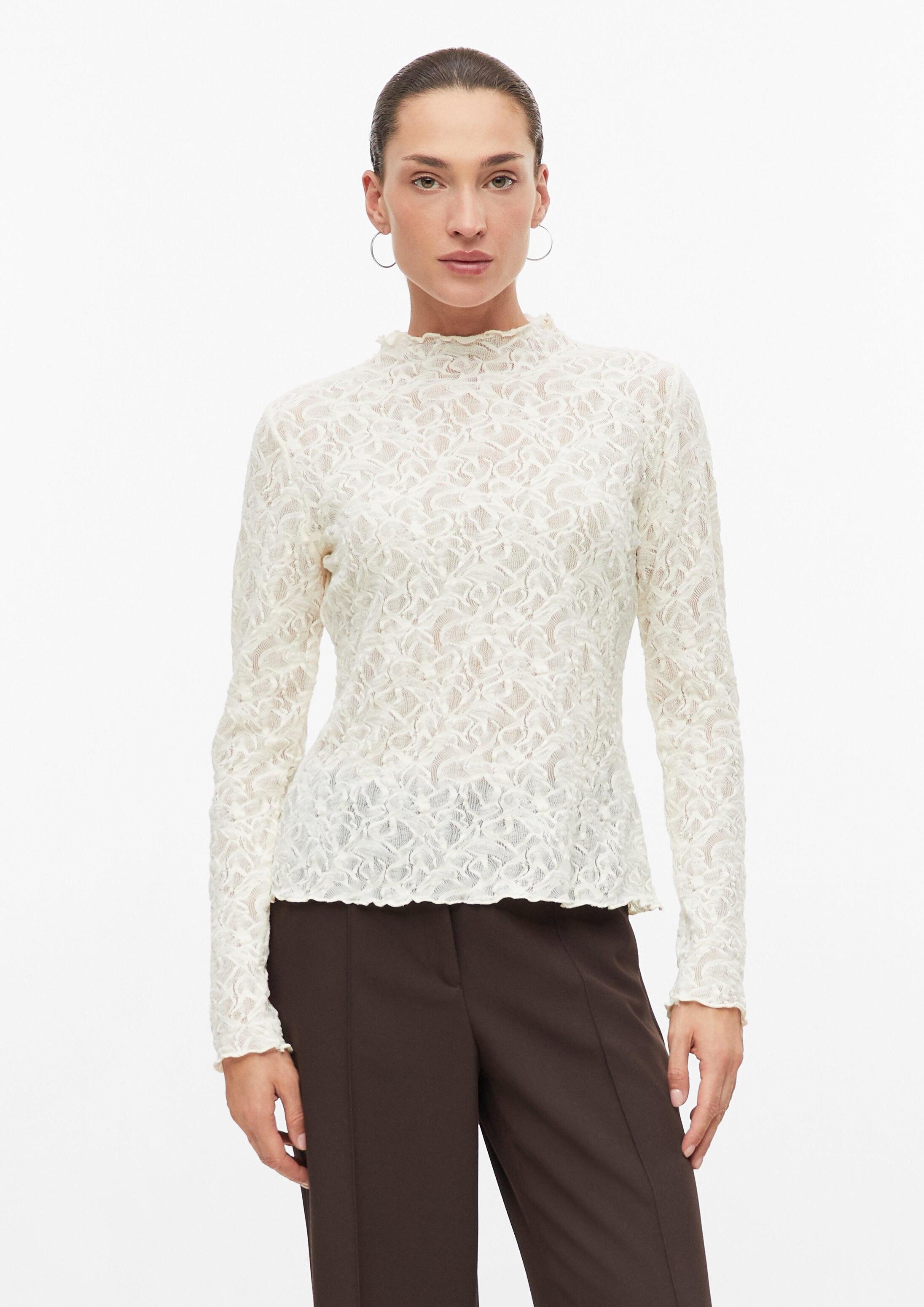 s.Oliver Langarmshirt T-Shirt Leicht transparentes Spitzen-Shirt