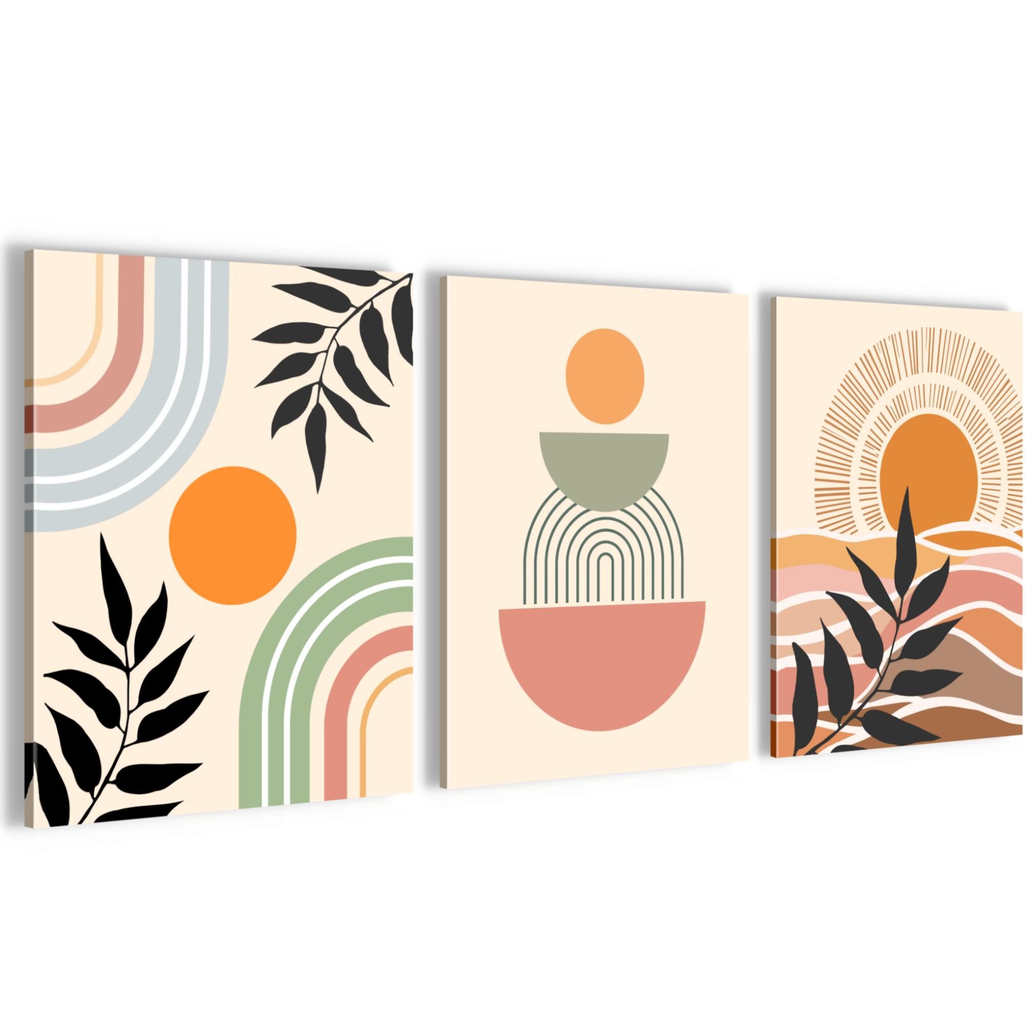 Novart Wandbild Modern Abstrakt Boho Style Figuren Deko Bohemian Aesthetic Bilder, 3 Bilder 30x40 cm