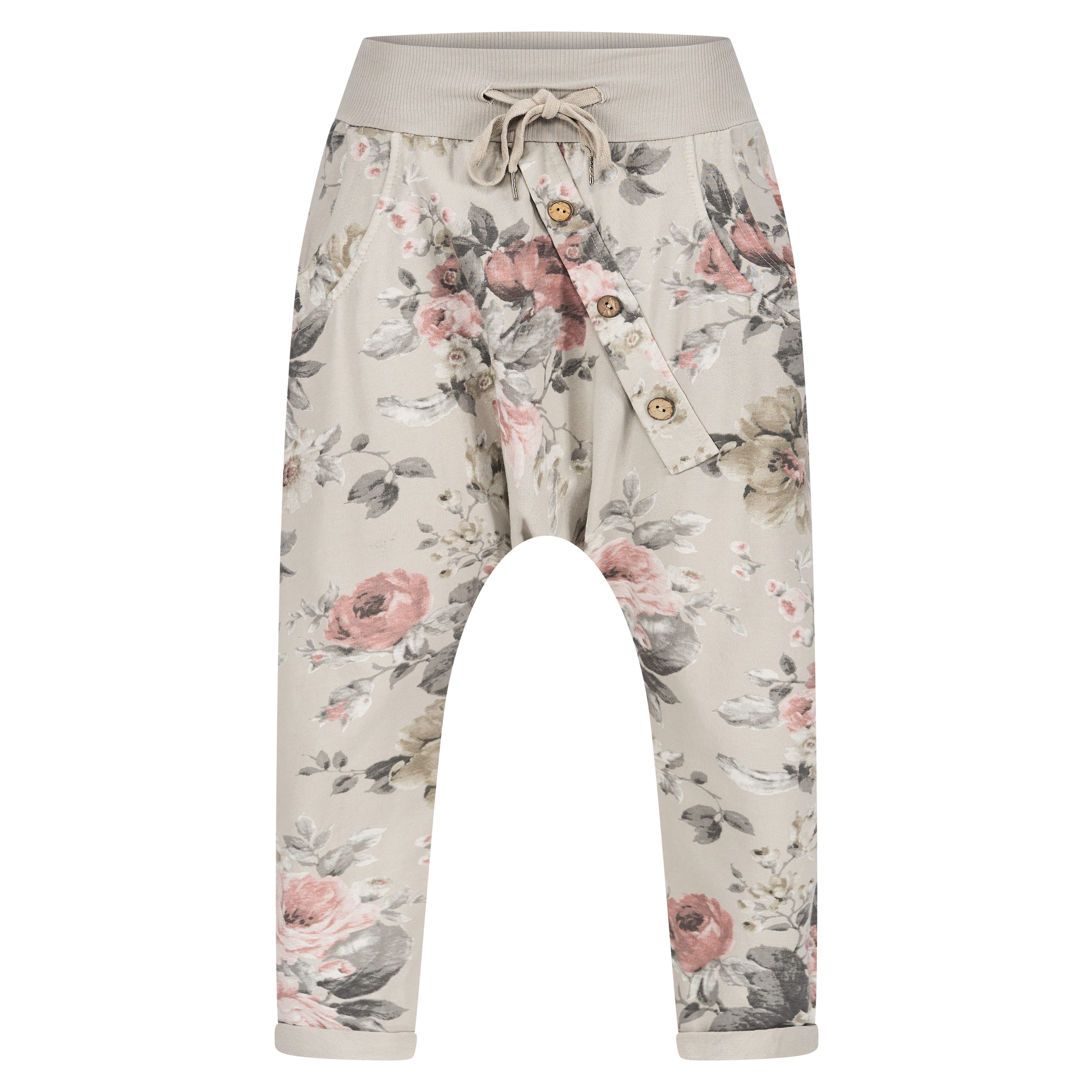 Boyfriend-Hose Damen Hose Sweatpants Jogginghose Blumen M.130