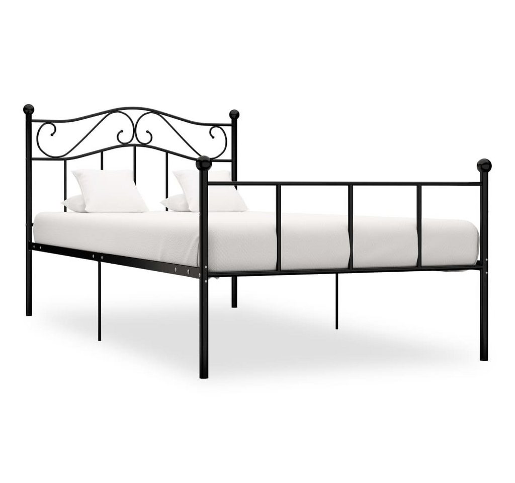 furnicato Bettgestell Metallbettrahmen Schwarz 208 x 97,5 x 95 cm (1-tlg), Stabiles Bettgestell mit Lattenrost für Matratzengröße 90 x 200 cm