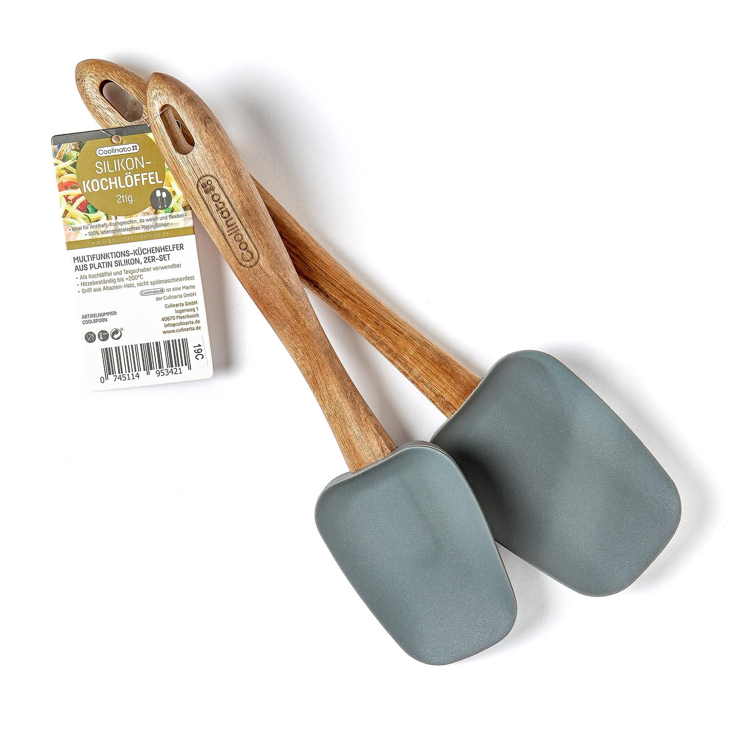 Coolinato Servierlöffel 2tlg Set Kochlöffel aus Akazienholz