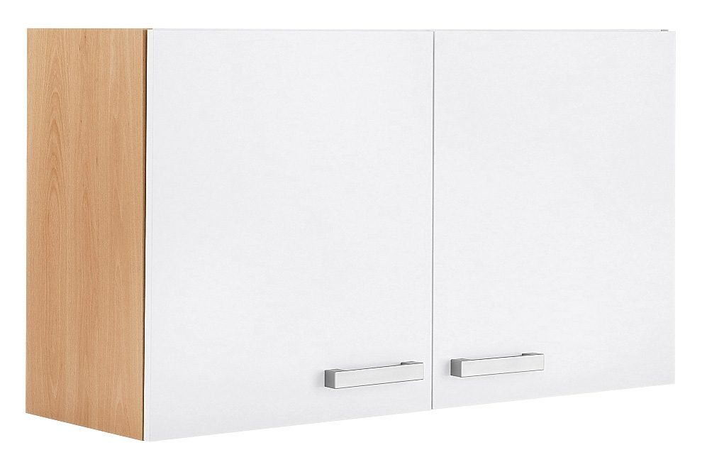 OPTIFIT Hängeschrank Odense 100 cm breit, 57,6 cm hoch, mit 2 Türen weiß/buche | buchefarben | Hängeschränke