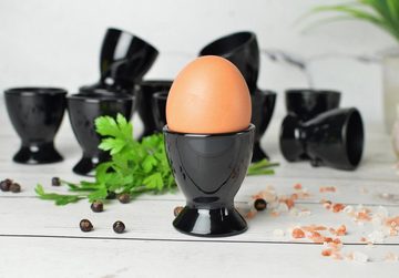 Sendez Eierbecher 6 schwarze Eierbecher aus Glas Eierständer Eierhalter Glaseierbecher