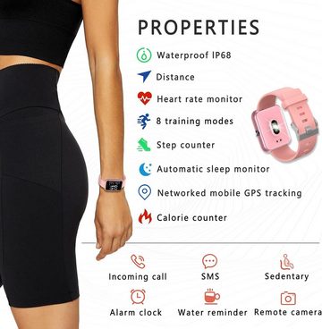 SUPBRO Smartwatch (1,3 Zoll, Android iOS), Fitness Tracker Schlaf Herzfrequenzmessungen wasserdicht Armbanduhr