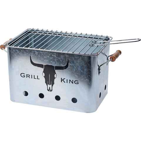 Koopman Holzkohlegrill Silber, Zink, Tischgrill, BBQ, Campinggrill