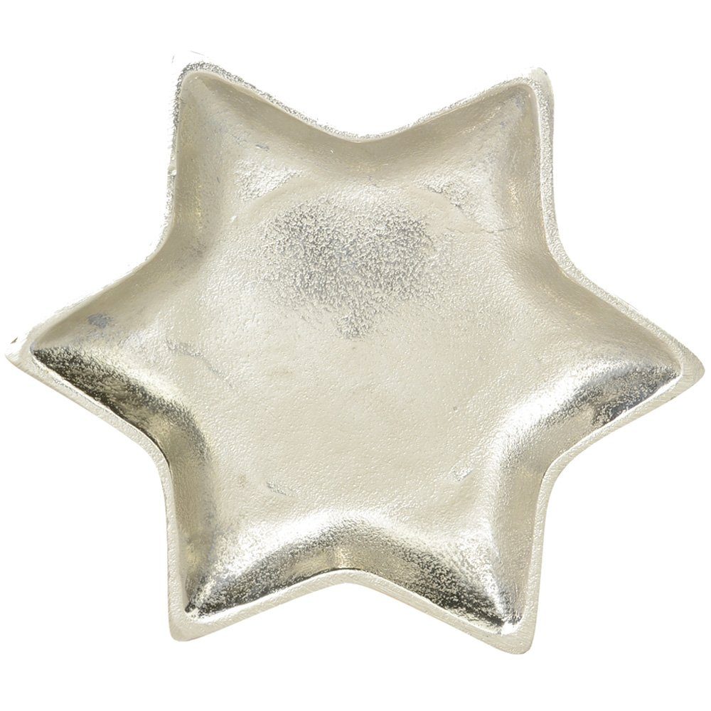 RIFFELMACHER & WEINBERGER Dekoteller Stern Schale aus Aluminium - Silber, Tischdekoration Weihnachtsdekoration (Dekoteller RW)