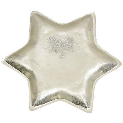 RIFFELMACHER & WEINBERGER Dekoteller Stern Schale aus Aluminium - Silber, Tischdekoration Weihnachtsdekoration (Dekoteller RW)