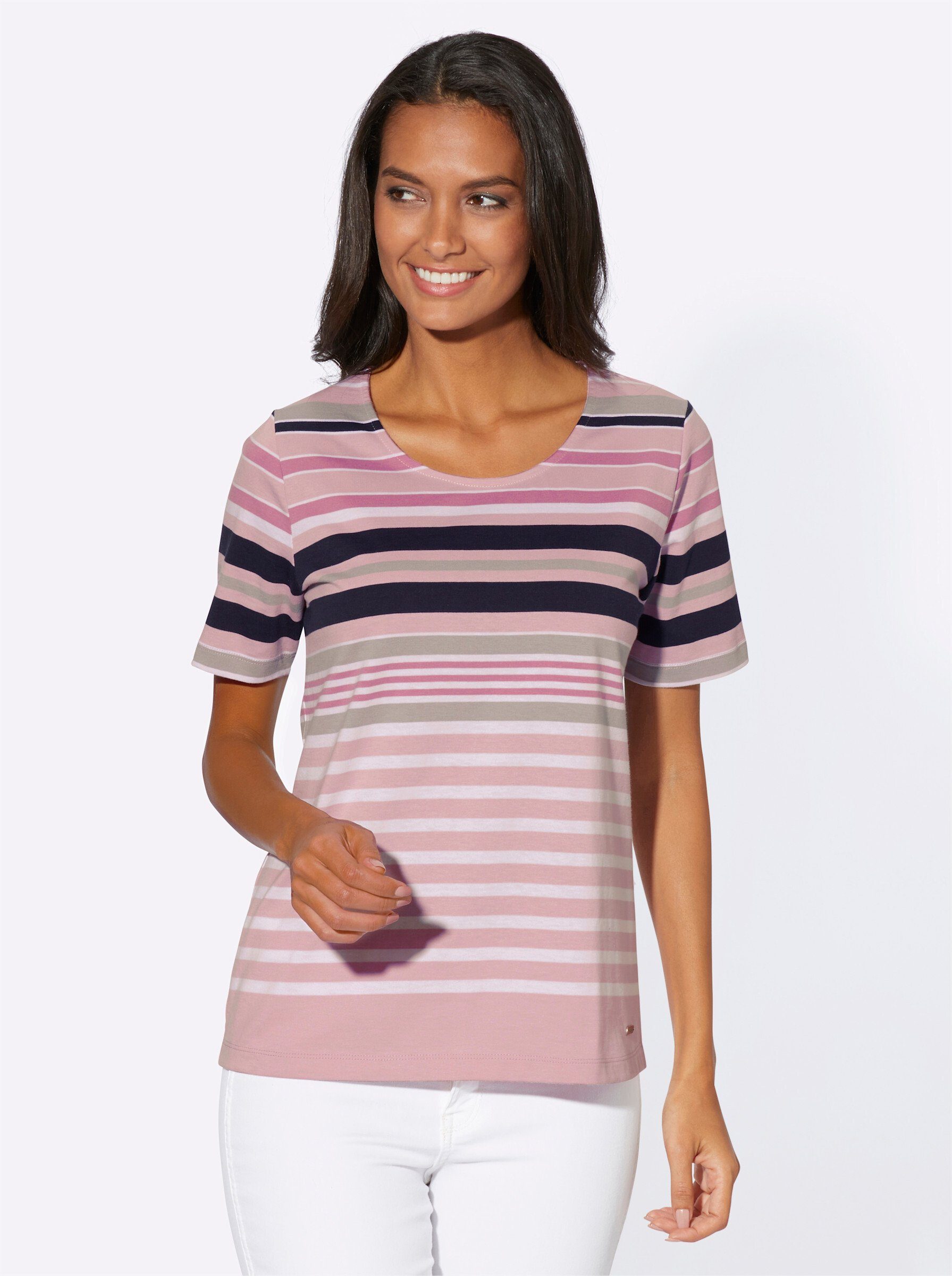 WITT WEIDEN T-Shirt rosé-steingrau-geringelt | T-Shirts