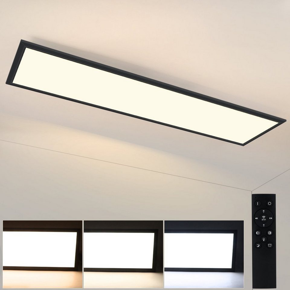 Nettlife LED Panel Flach Deckenlampe Dimmbar mit Fernbedienung 42W, 60S  Timer, LED fest integriert, Warmweiß Neutralweiß Kaltweiß, für Büro  Wohnzimmer Flur Treppe, ‎100 x 25 x
