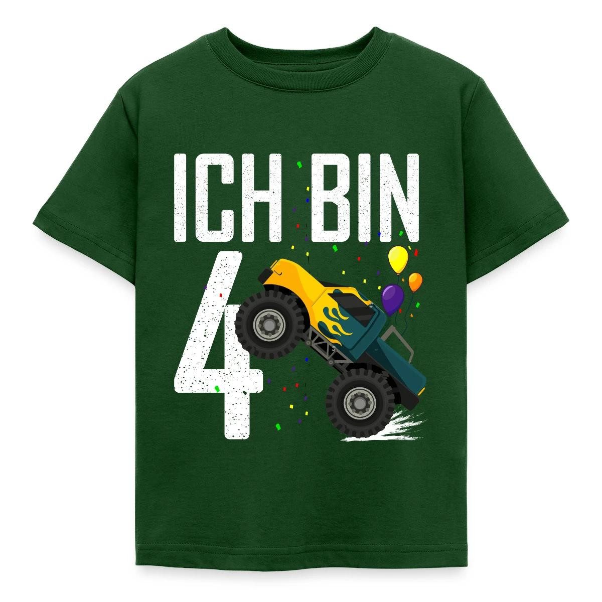 Spreadshirt T-Shirt 4. Geburtstag Ich Bin Vier Monster Truck Auto Kinder T-Shirt (1-tlg) Fällt klein aus. Wir empfehlen, eine Größe größer zu bestellen.