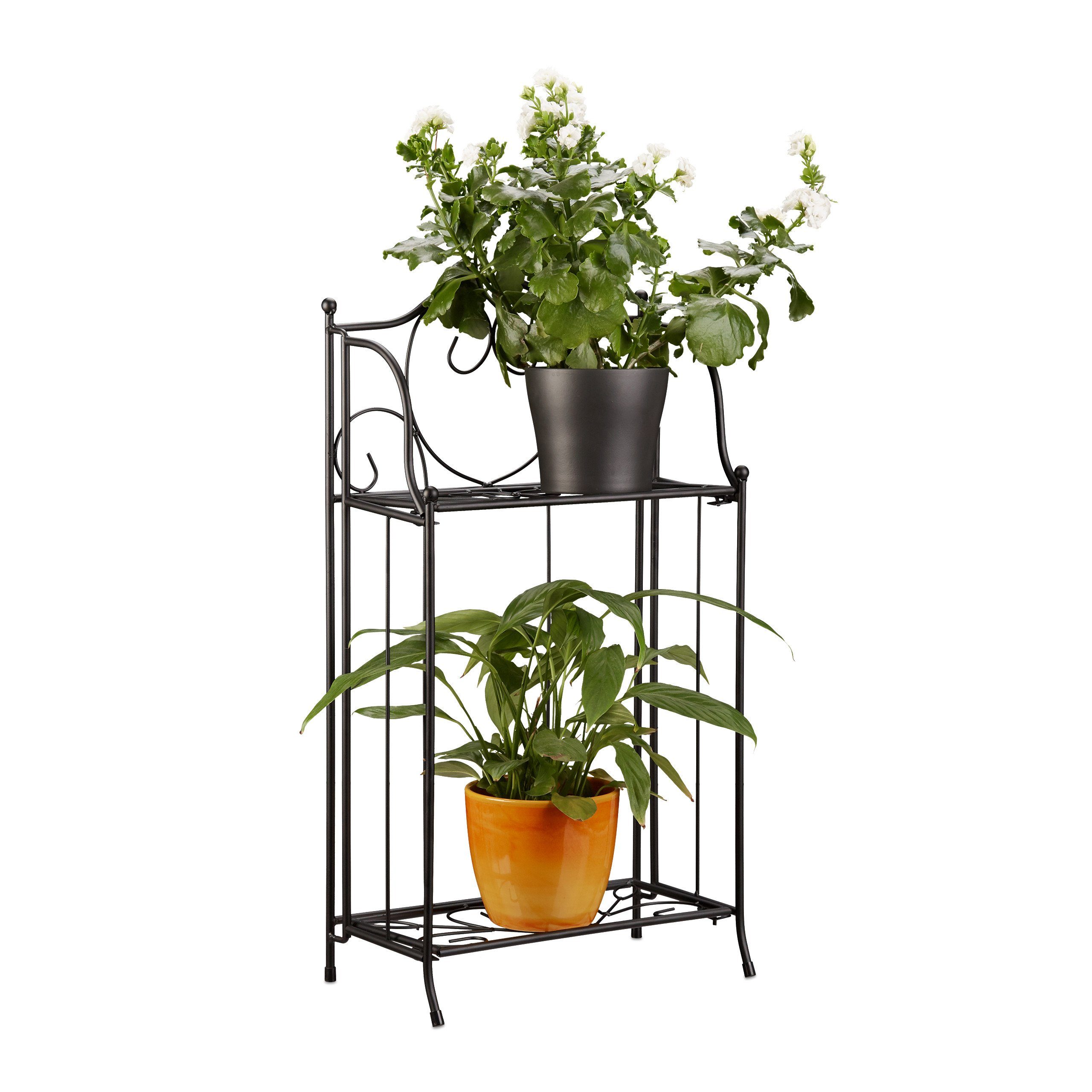 relaxdays Blumenständer Blumenregal Metall 2 Ablagen günstig online kaufen