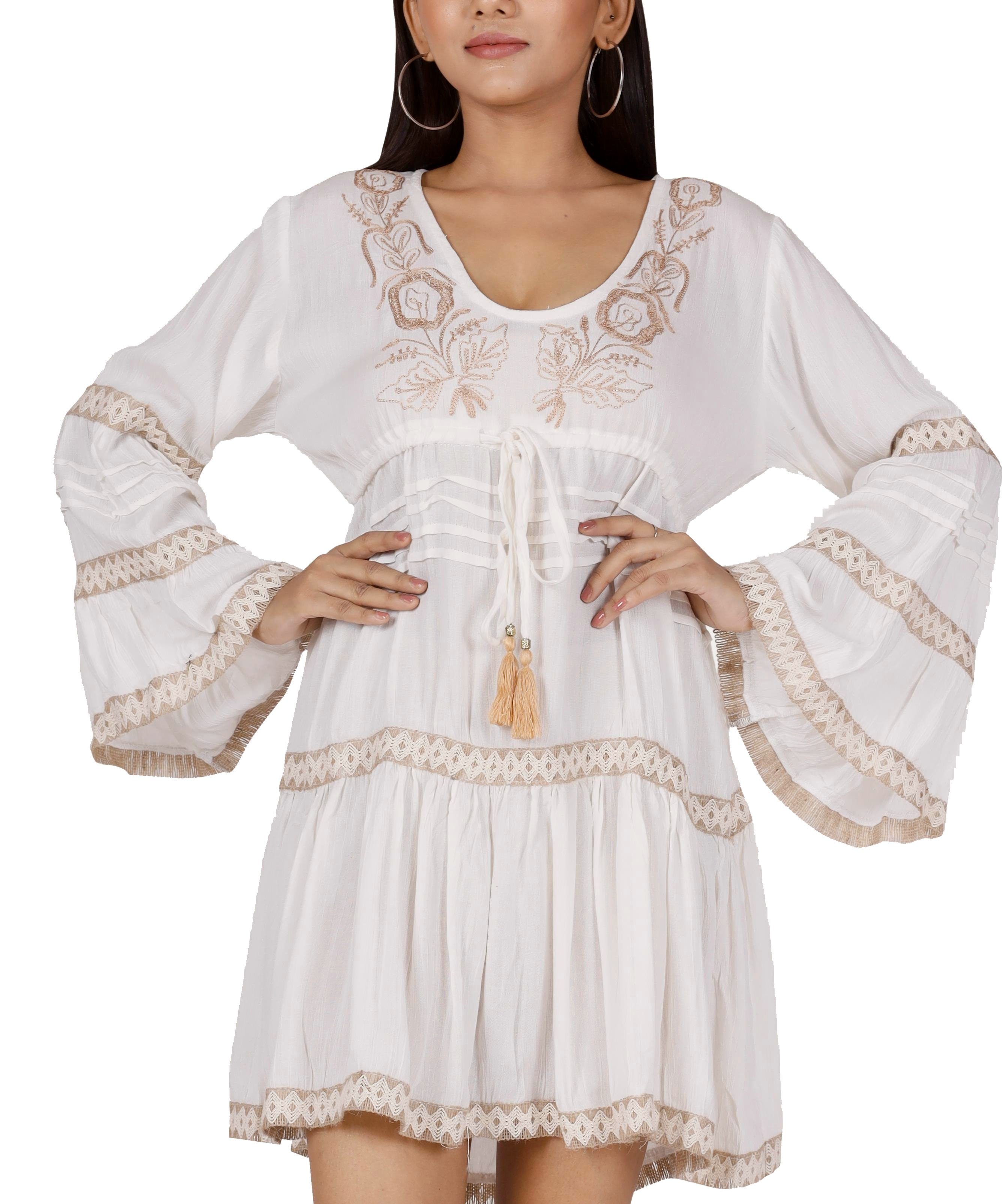 Guru-Shop Longbluse Boho Krinkelbluse, bestickte Hippie Tunika -.. alternat günstig online kaufen