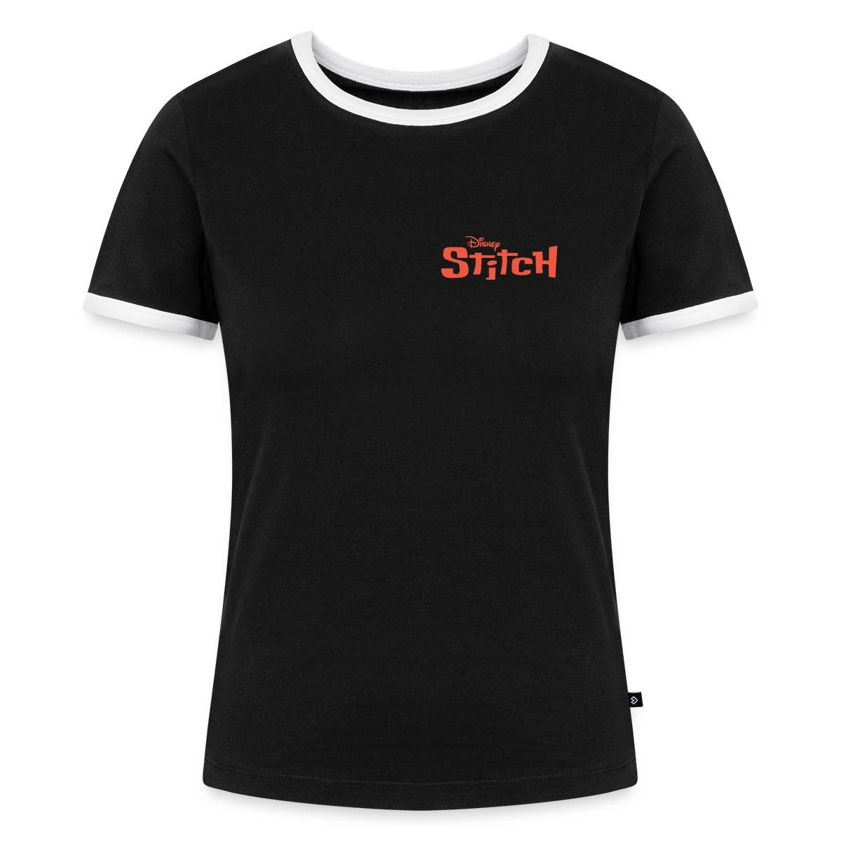 Spreadshirt T-Shirt Lilo & Stitch, Stitch Mit Surfbrett Frauen Kontrast T-Shirt (1-tlg)