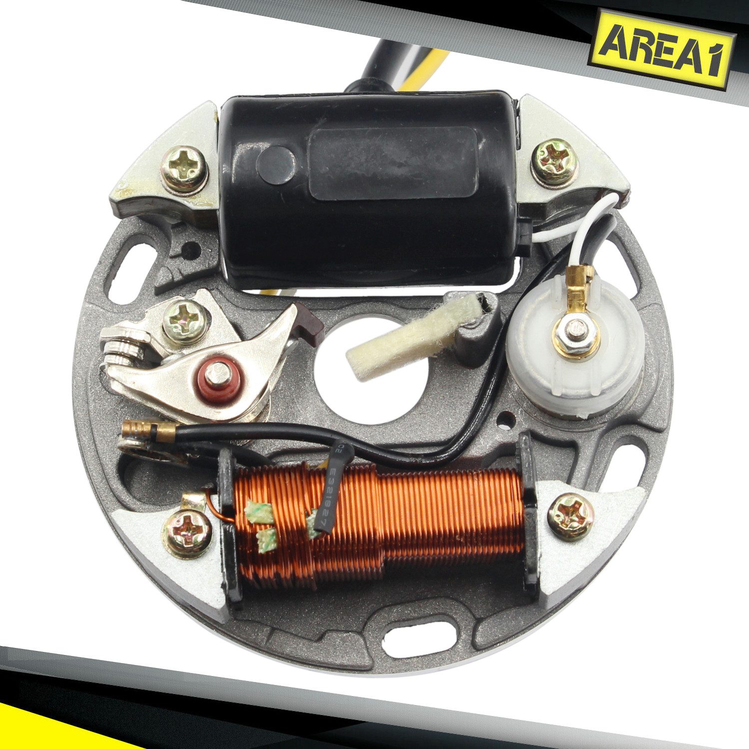 Area1 Lichtmaschinenregler Lichtmaschine 6V 17W Zündung, Zündspule Sator Unterbrecher Mofa Moped, passend für Puch Maxi S/N/Aleta Herkules Prima 2, 3, 4, 5, Sachs 505