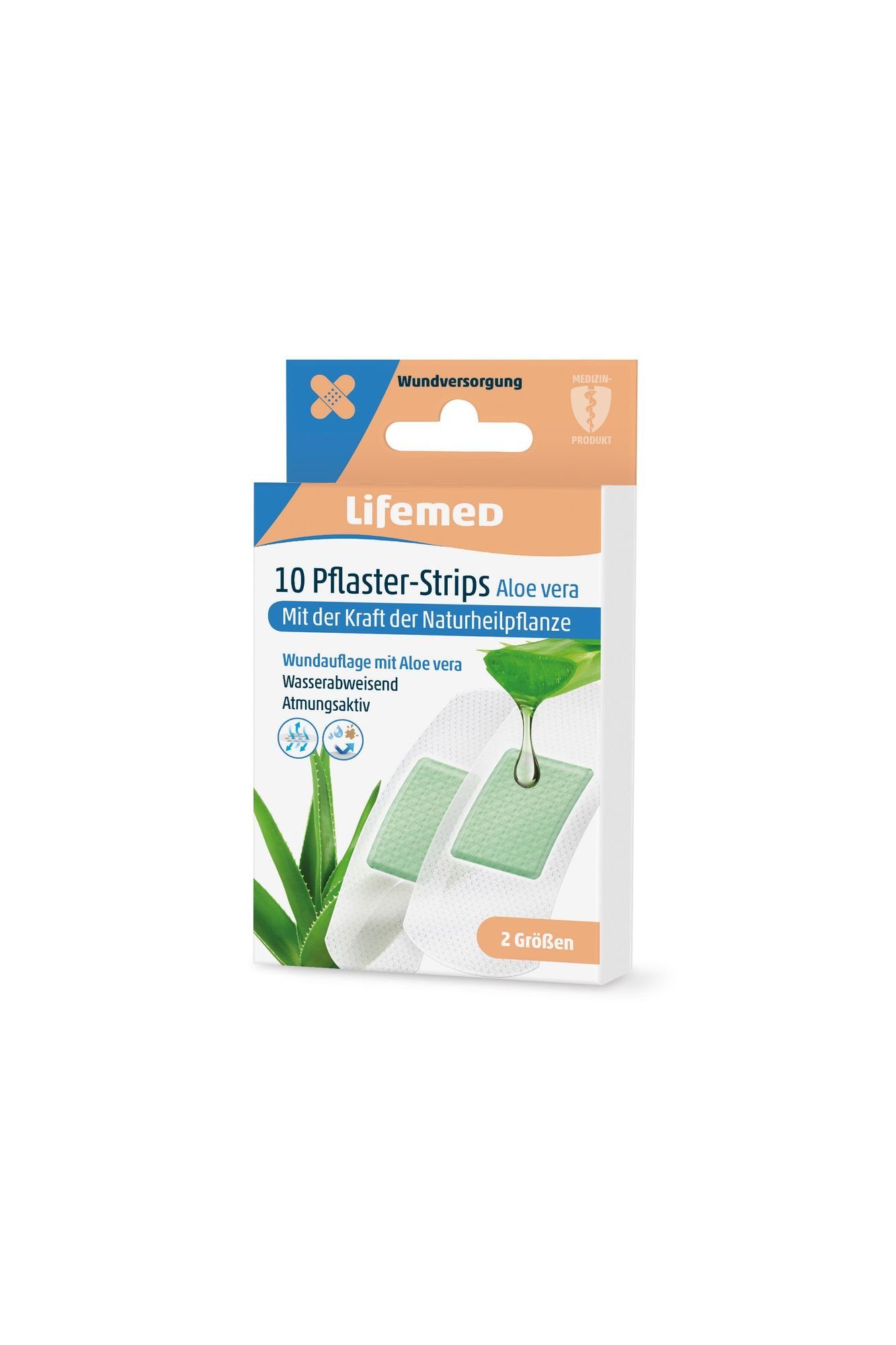 LifeMed Wundpflaster 10 Lifemed Pflaster-Strips weiss Aloe vera 2 Größen