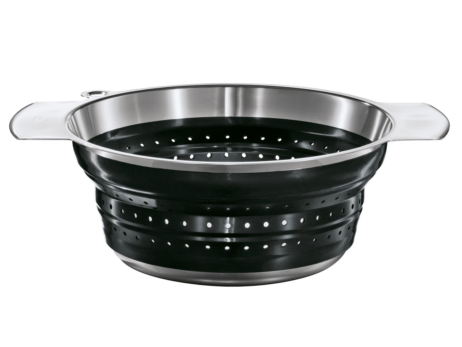 RÖSLE Seiher Seiher Faltbar schwarz 24 cm, Edelstahl 18/10, Seiher faltbar schwarz Ø 24 cm