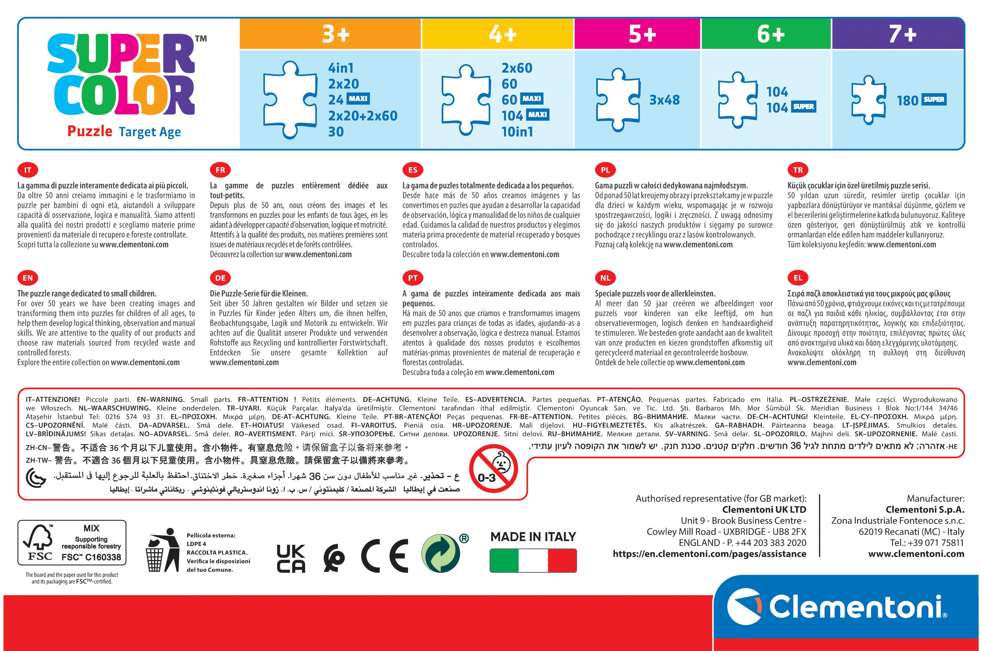 Clementoni® Puzzle Bluey, 4in1 Supercolor, 72 Puzzleteile, Made in Europe