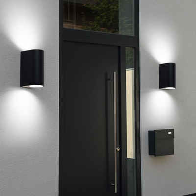 etc-shop Außen-Wandleuchte, Leuchtmittel inklusive, Warmweiß, Außenleuchte Up & Down schwarz Wandleuchte LED außen