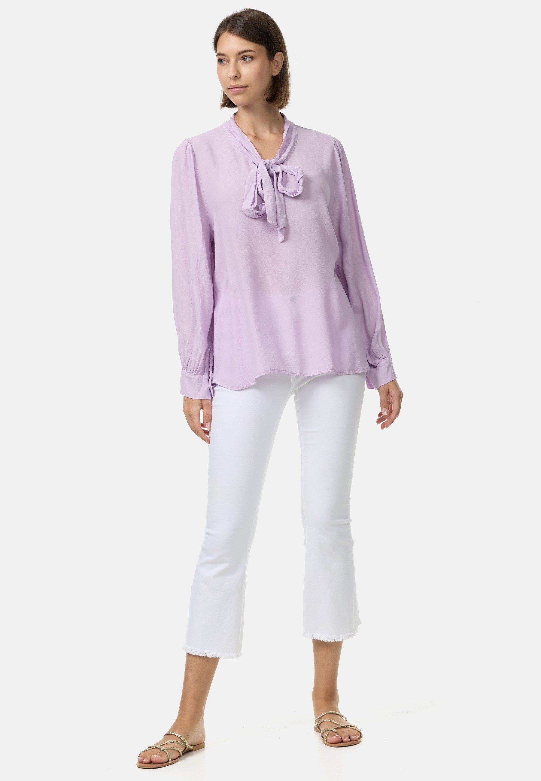 Rayshyne Crepebluse PM62 (Stilvolle Business Crepe Bluse mit Schleife) Perlmuttknöpfe – Bild 4 von 4