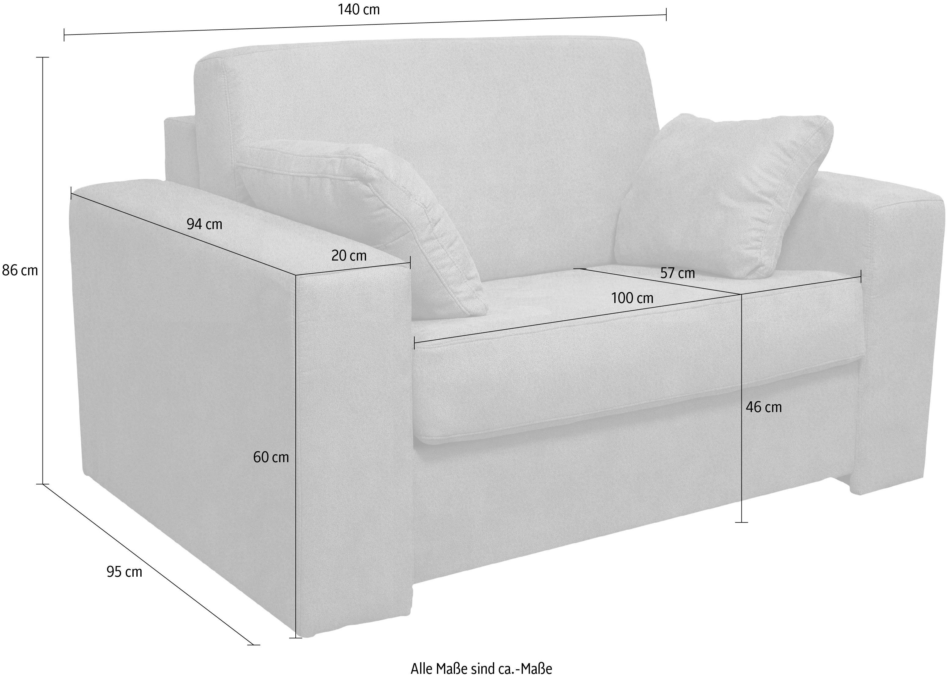 Dauerschlaffunktion, Home affaire Roma, ca Unterfederung, Sessel mit cm 83x198 Liegemaße